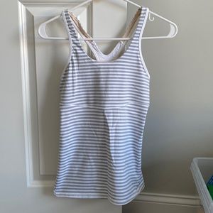 Gray & White Stripe Lululemon Workout Tank